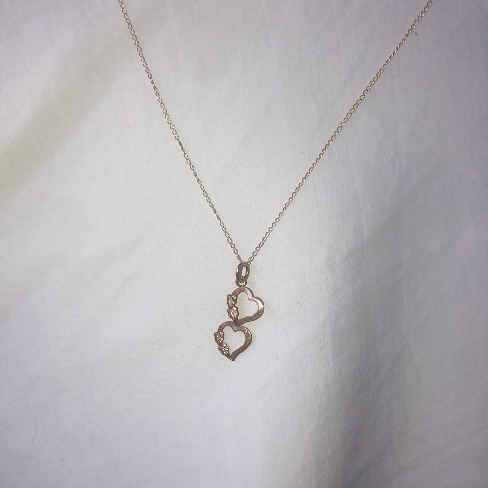 Necklace 10 karat black hills gold hearts